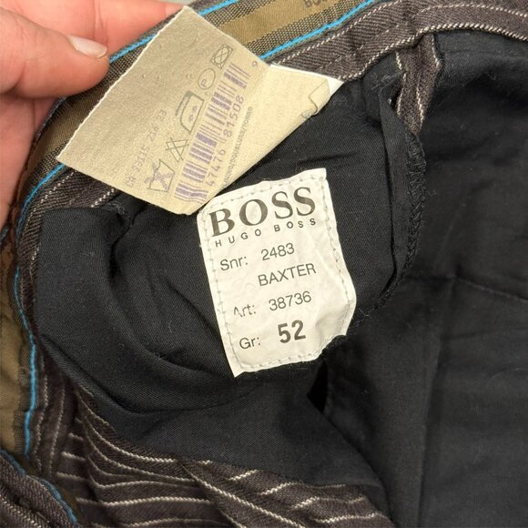 Hugo Boss Dress Pants Striped Wool Trousers "Baxter" Brown 36x32 - Picture 5 of 10